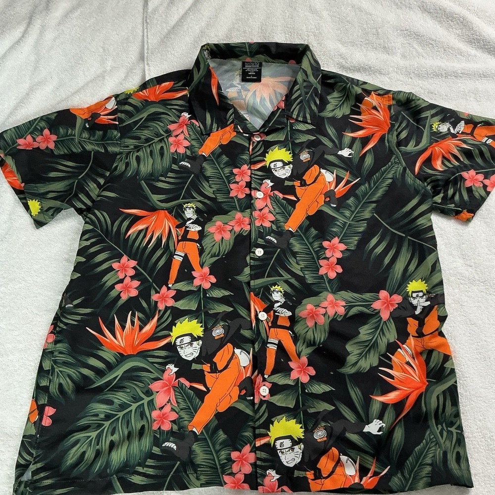 Naruto Shippuden‎ Men's Size Large Button Down Hawaiian Style Shirt